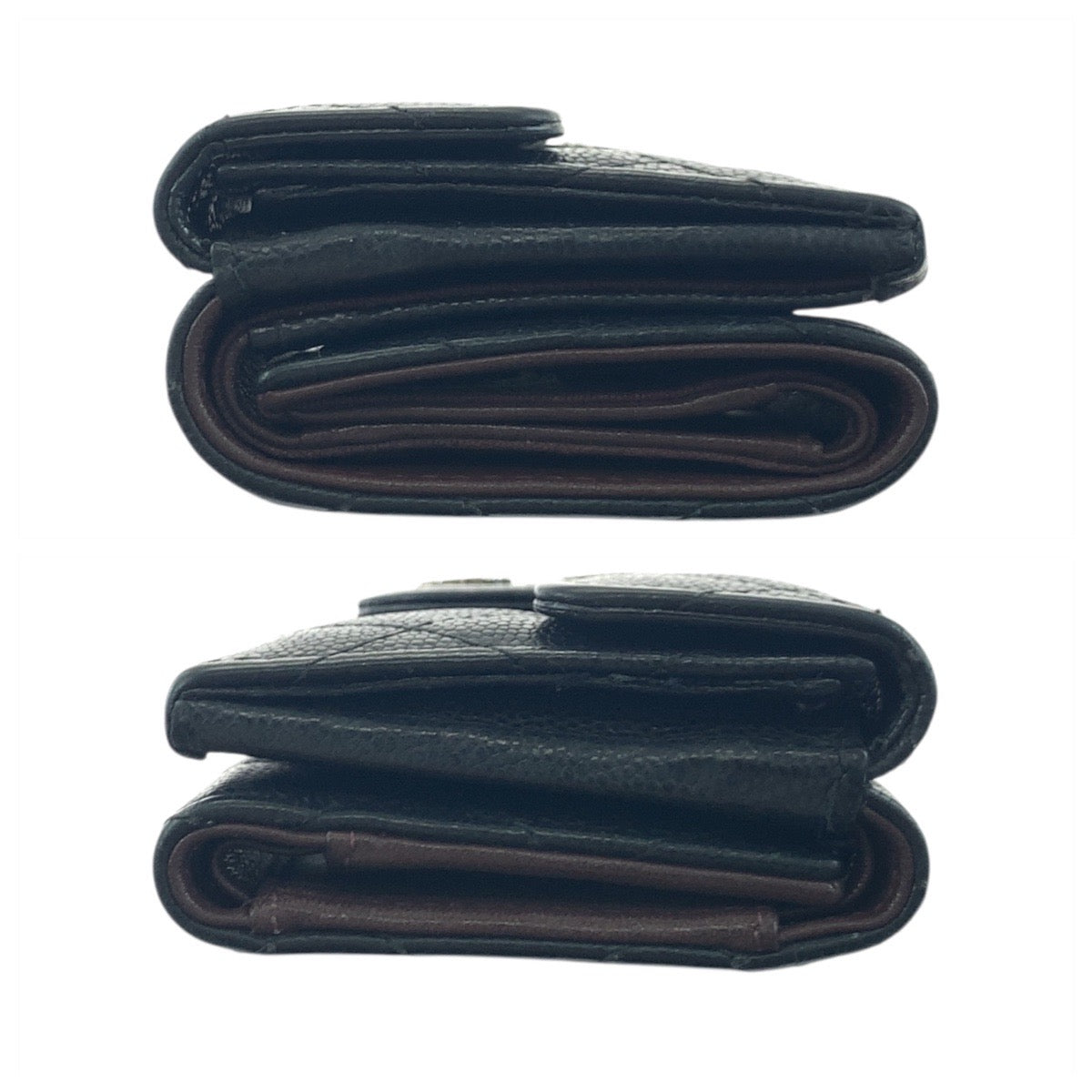 CHANEL Tri-fold wallet lambskin black Folding wallet Compact wallet Matrasse COCO Mark Women Used Authentic