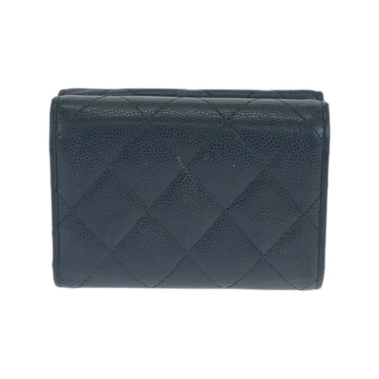 CHANEL Tri-fold wallet lambskin black Folding wallet Compact wallet Matrasse COCO Mark Women Used Authentic