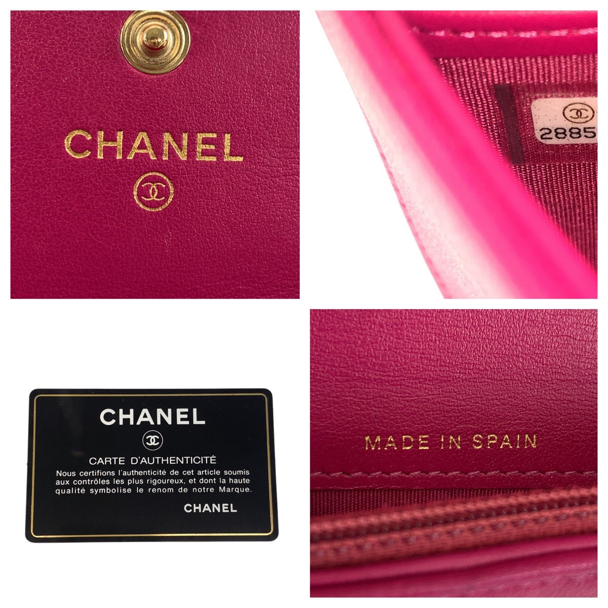 CHANEL Long Wallet Purse leather Pink Gold Metal Long Wallet Purse COCO Mark Women Used Authentic