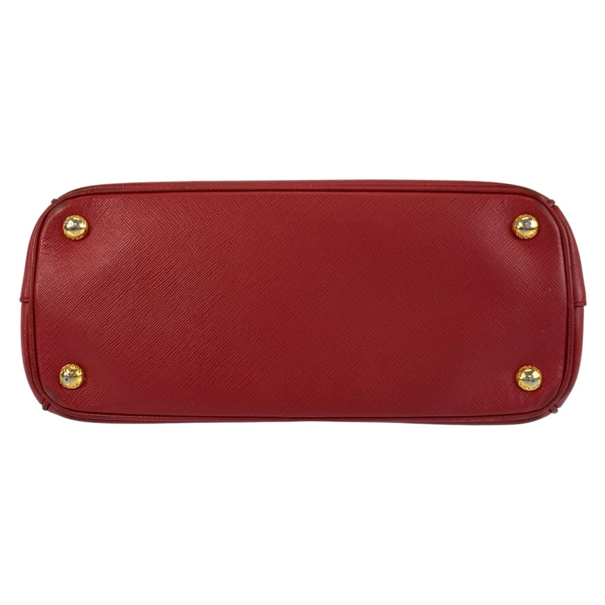 PRADA Handbag leather Red Gold Metal Handbag Tote Bag Safiano Galleria Women Used Authentic