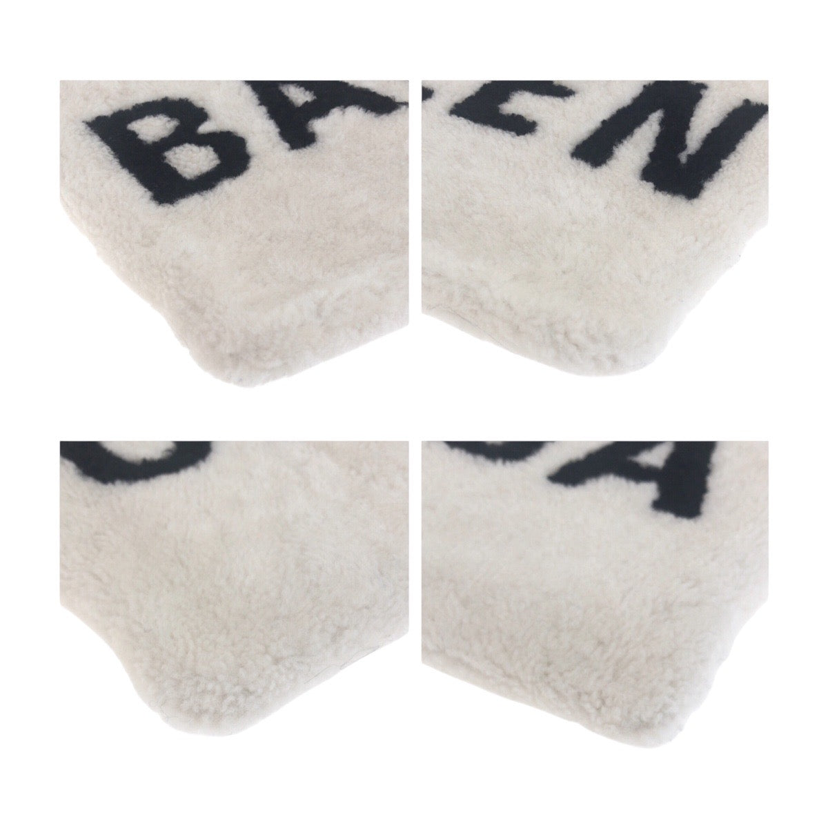 BALENCIAGA Clutch bag 492681 Mouton White SilverMetal Clutch bag unisex Shearing logo mens Used Authentic