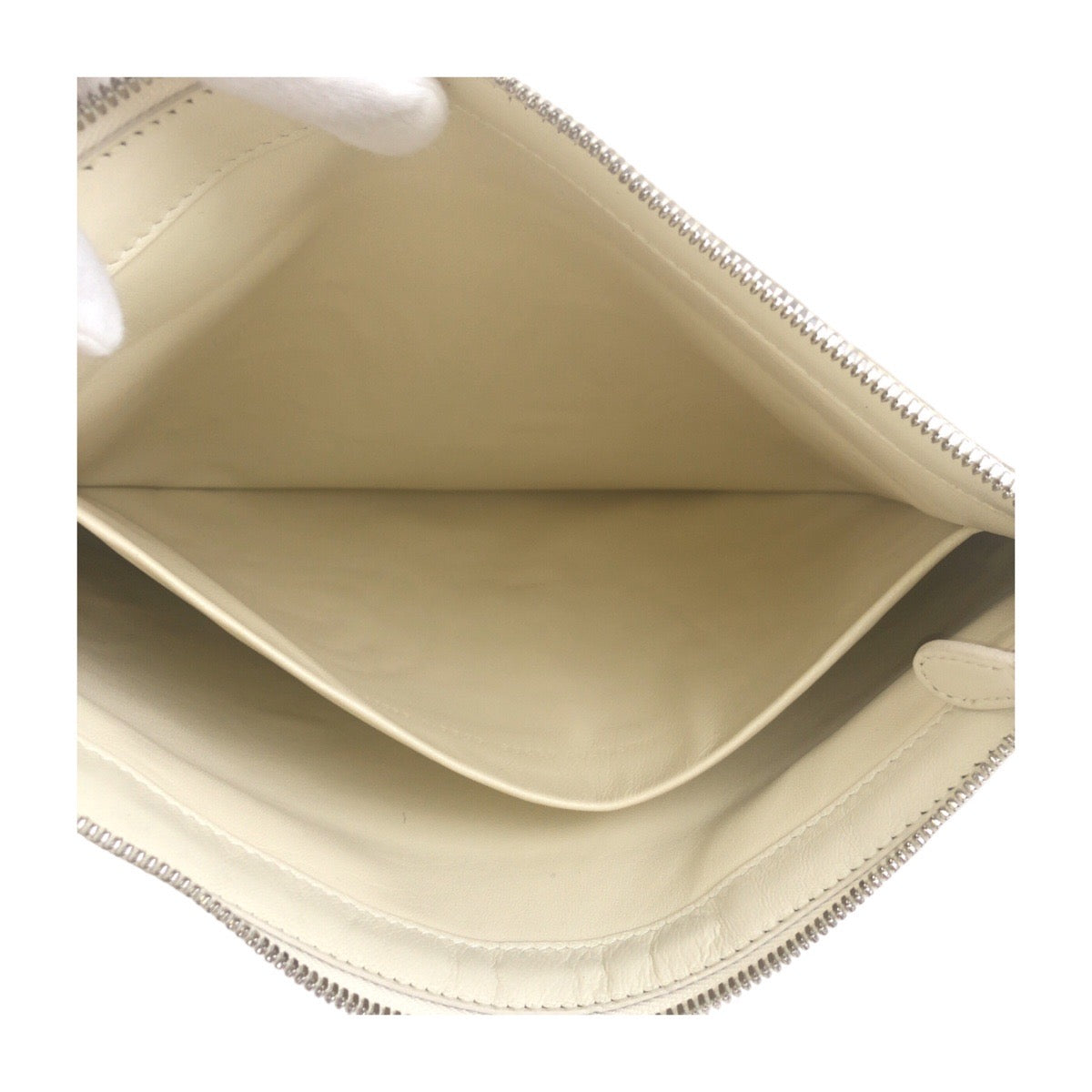 BALENCIAGA Clutch bag 492681 Mouton White SilverMetal Clutch bag unisex Shearing logo mens Used Authentic