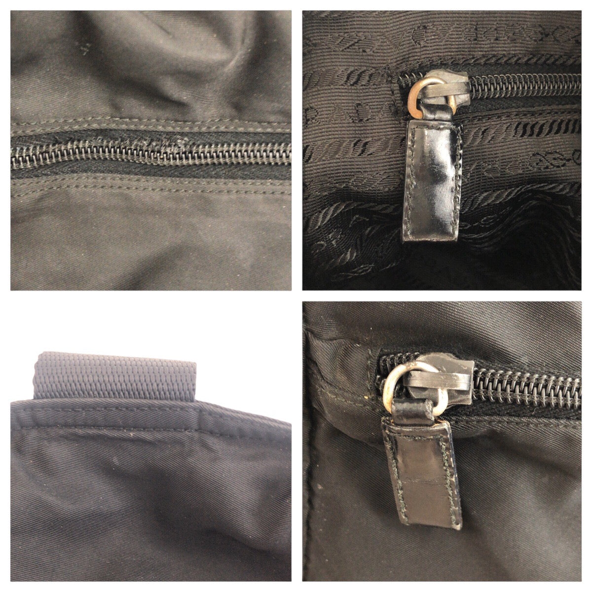 PRADA Shoulder Bag Nylon Black SilverMetal Test Triangle With logo Women Used Authentic