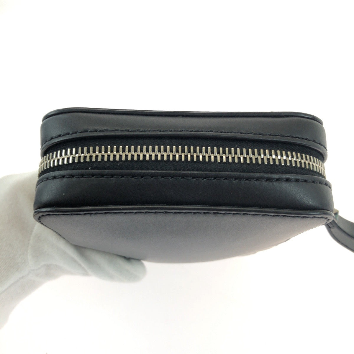 VALENTINO Shoulder Bag leather Black White Shoulder Bag pochette VLTN logo Women Used Authentic