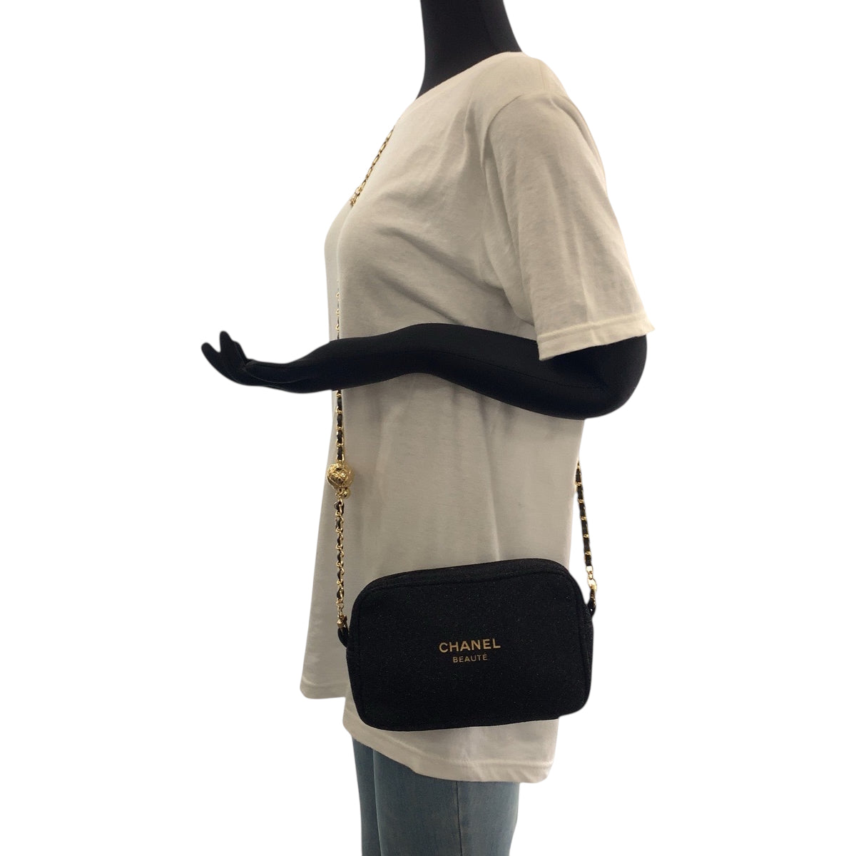 CHANEL Shoulder Bag canvas black Holiday Limited Novelty With charm