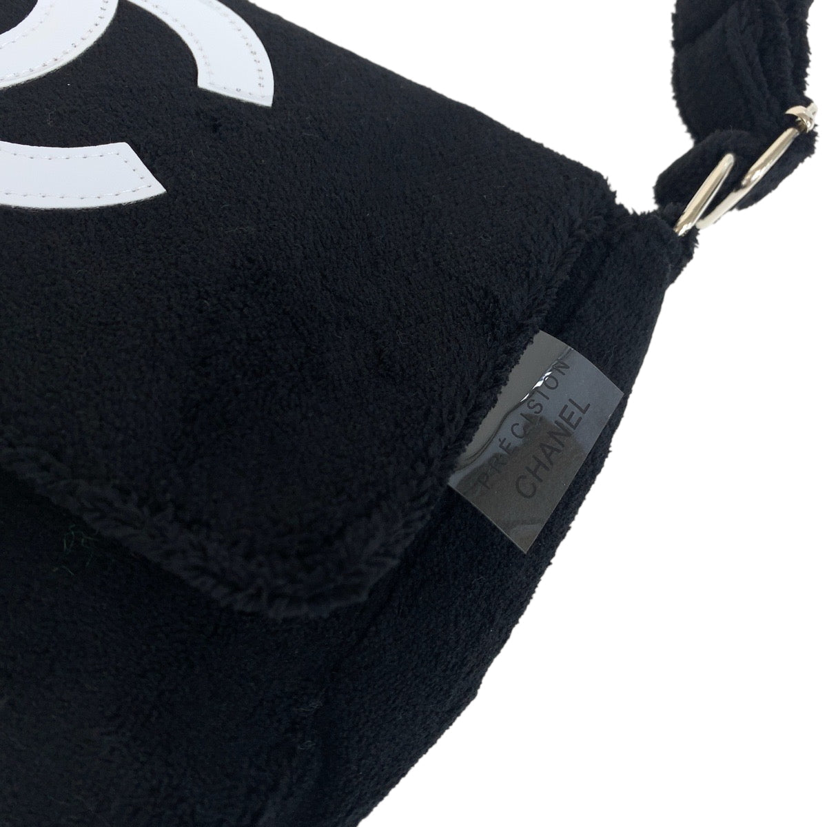 CHANEL Shoulder Bag pile Black White SilverMetal novelty COCO Mark