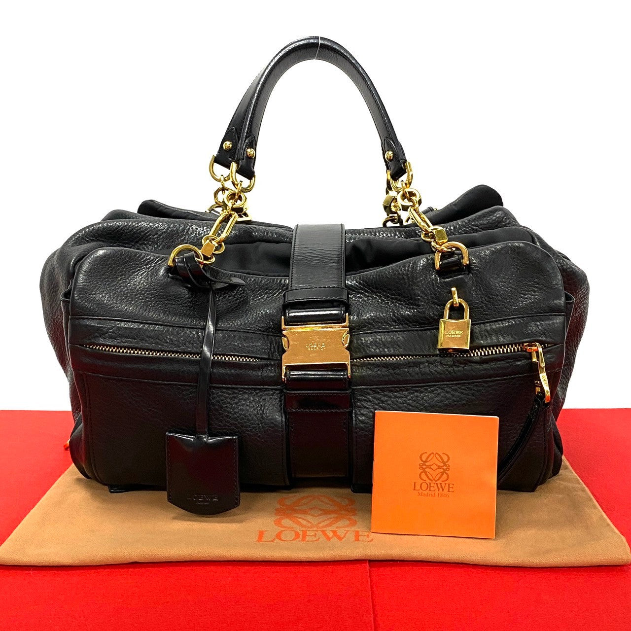 LOEWE Handbag leather black Laura 33 Women Used Authentic