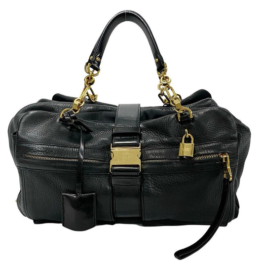 LOEWE Handbag leather black Laura 33 Women Used Authentic