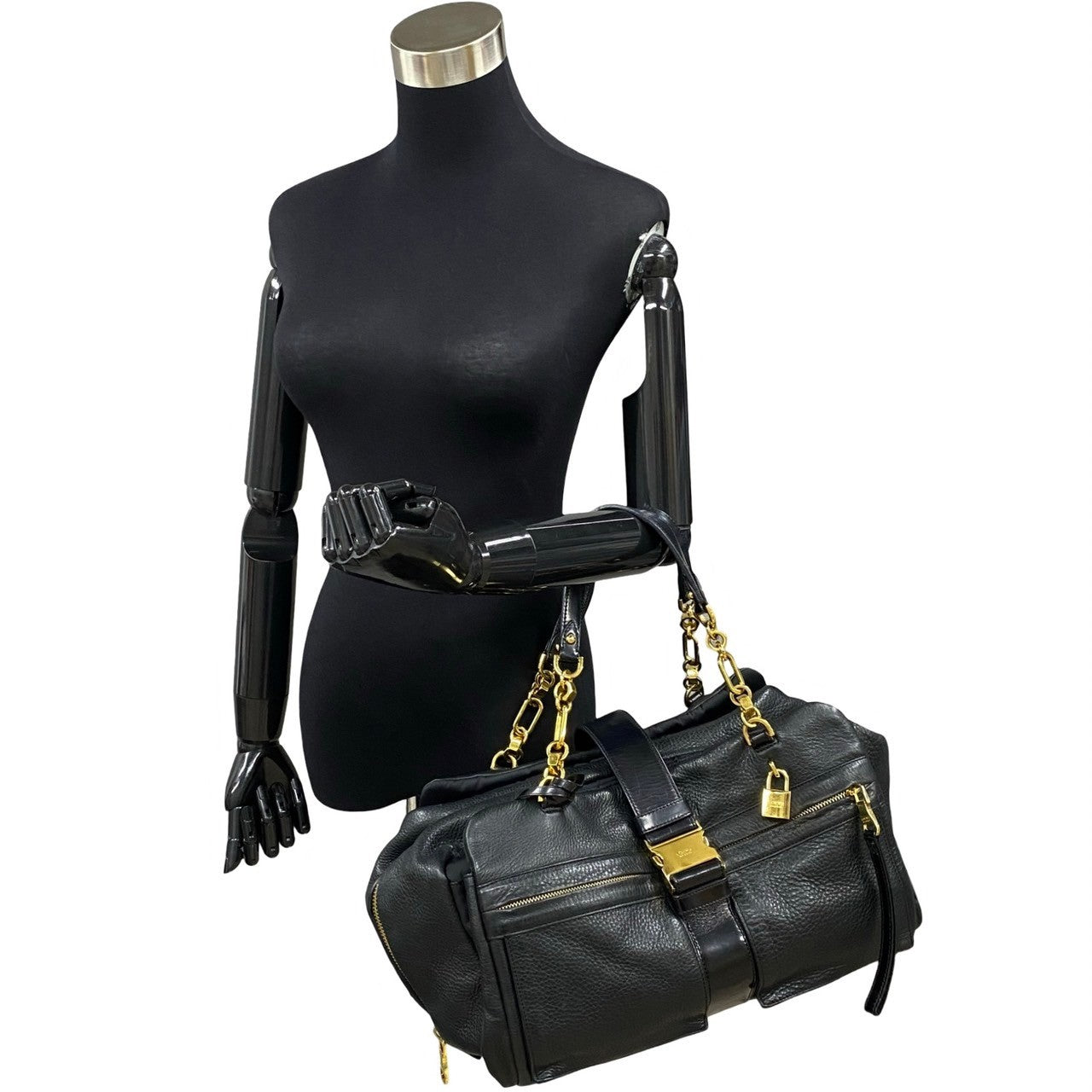 LOEWE Handbag leather black Laura 33 Women Used Authentic