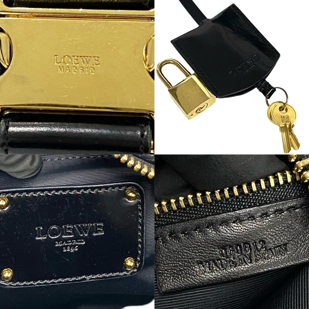 LOEWE Handbag leather black Laura 33 Women Used Authentic