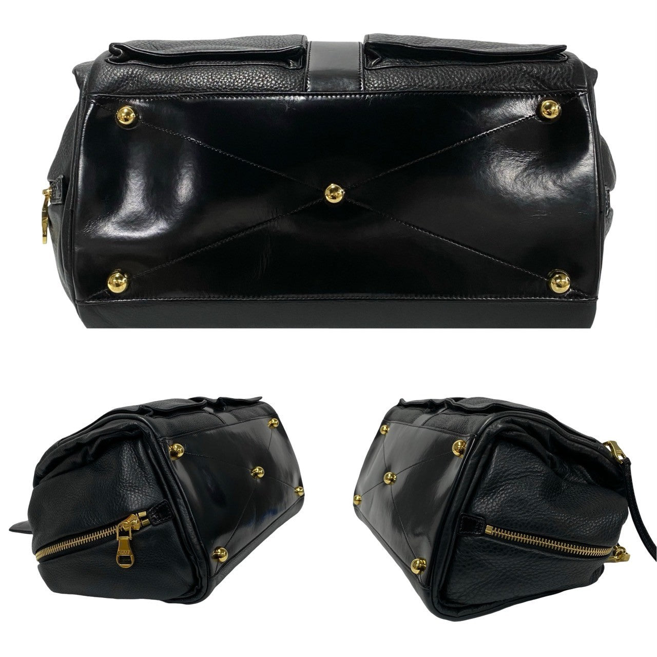 LOEWE Handbag leather black Laura 33 Women Used Authentic