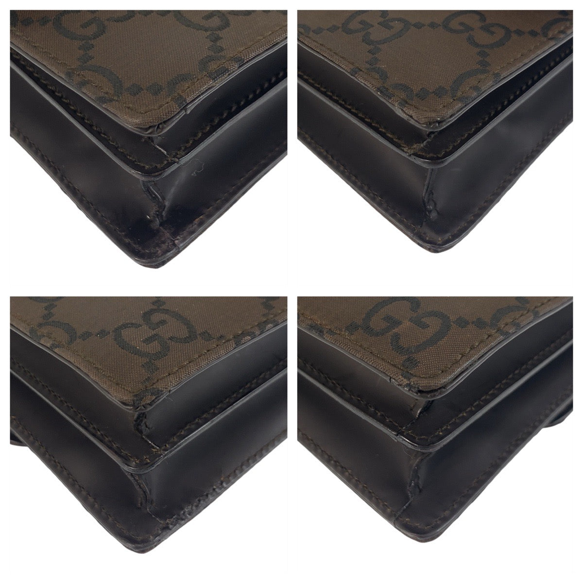 GUCCI Clutch bag 018 1600 Nylon Brown Silver Metal Clutch bag business bag GG pattern mens Used Authentic