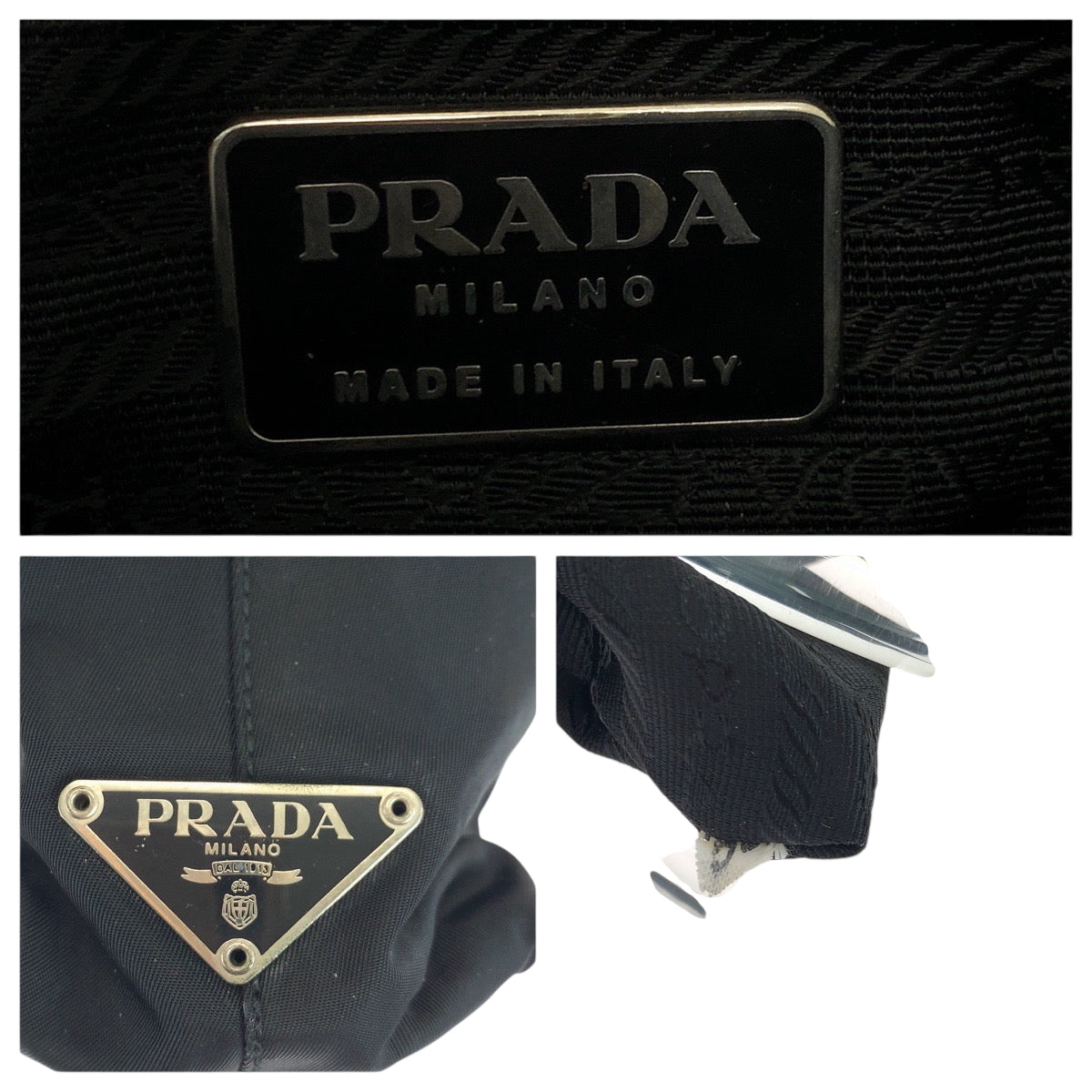 PRADA Tote Bag Nylon black Tote Bag handbag Test Triangle With logo Women Used Authentic