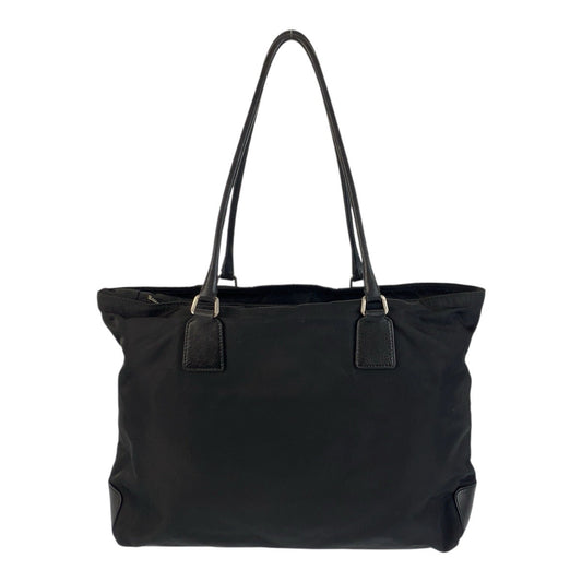 PRADA Shoulder Bag Nylon Black SilverMetal Test Triangle With logo Women Used Authentic