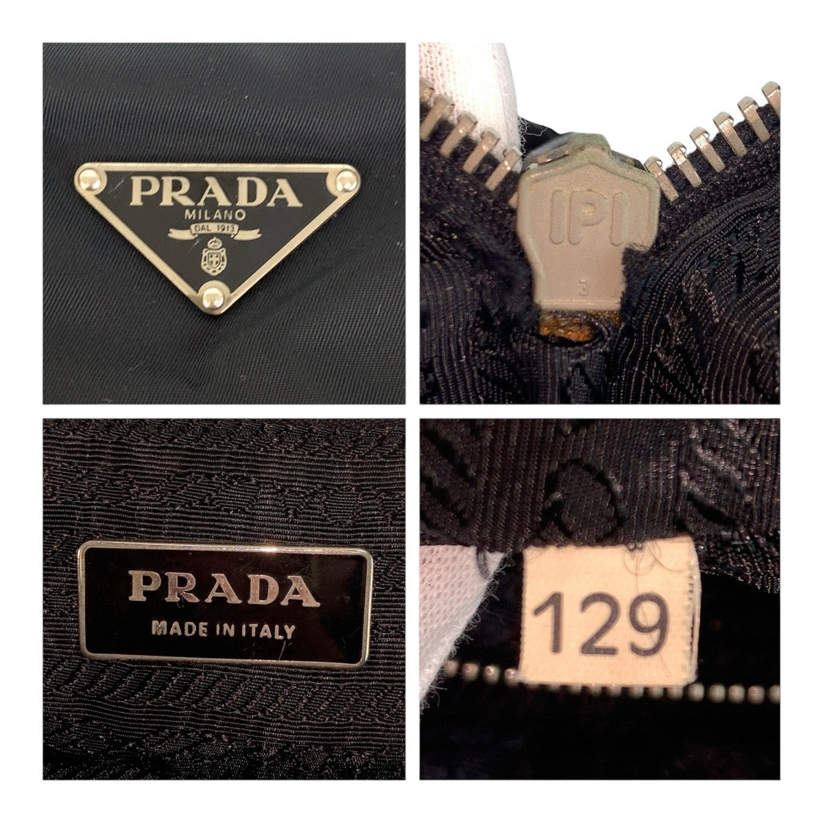 PRADA Shoulder Bag Nylon Black SilverMetal Test Triangle With logo Women Used Authentic