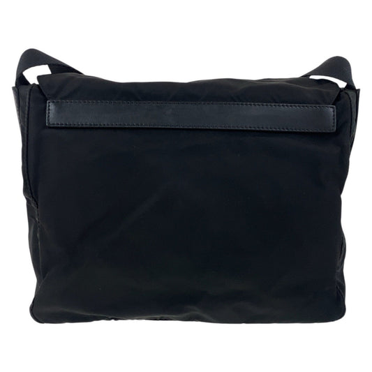 PRADA Shoulder Bag Nylon, Leather Black SilverMetal Shoulder Bag pochette Test Triangle With logo Women Used Authentic