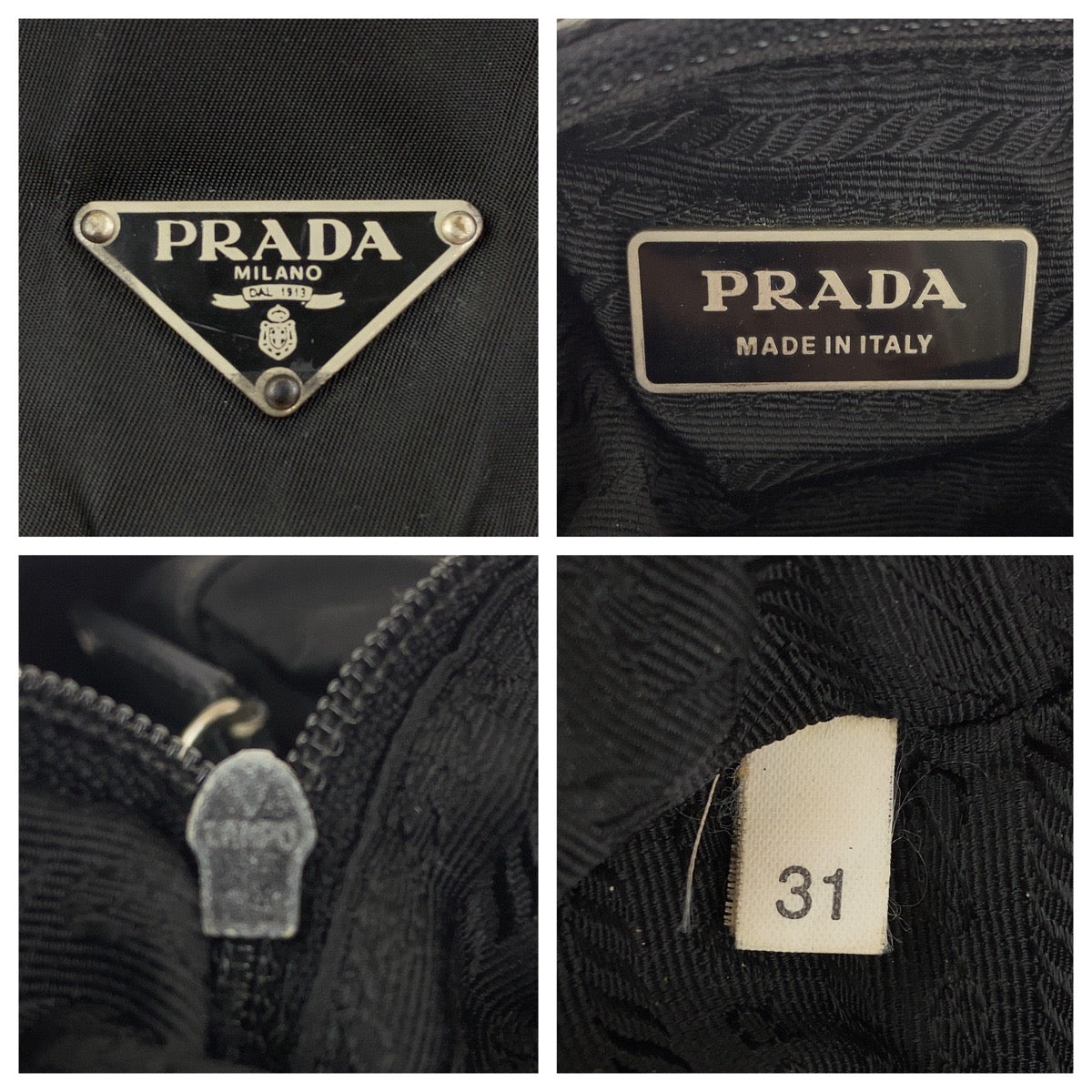 PRADA Shoulder Bag Nylon, Leather Black SilverMetal Shoulder Bag pochette Test Triangle With logo Women Used Authentic