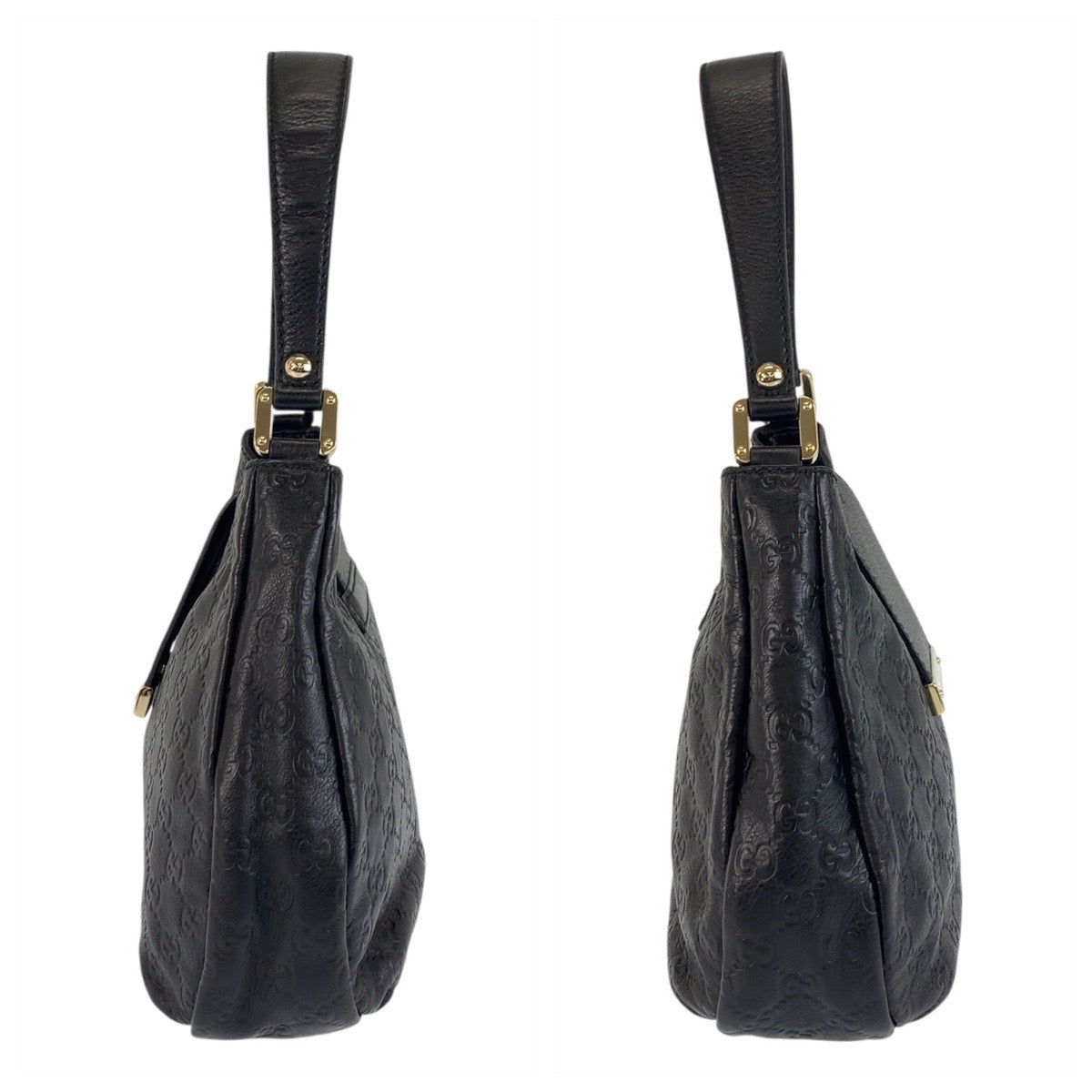 GUCCI Shoulder Bag 211934 leather black Hobo Shoulder Bag Guccisima Women Used Authentic