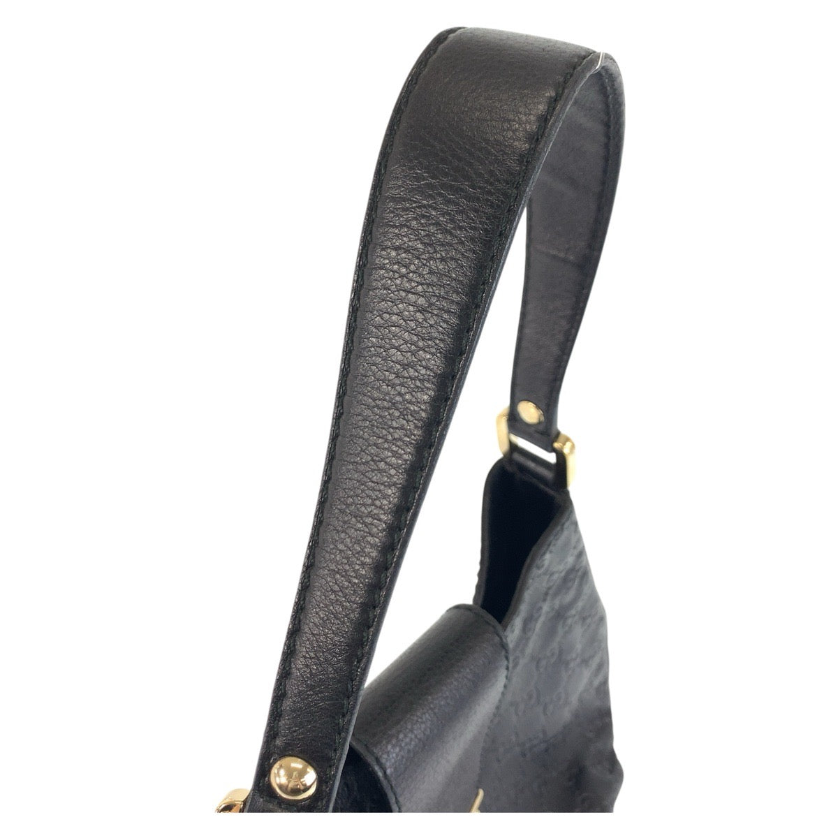 GUCCI Shoulder Bag 211934 leather black Hobo Shoulder Bag Guccisima Women Used Authentic