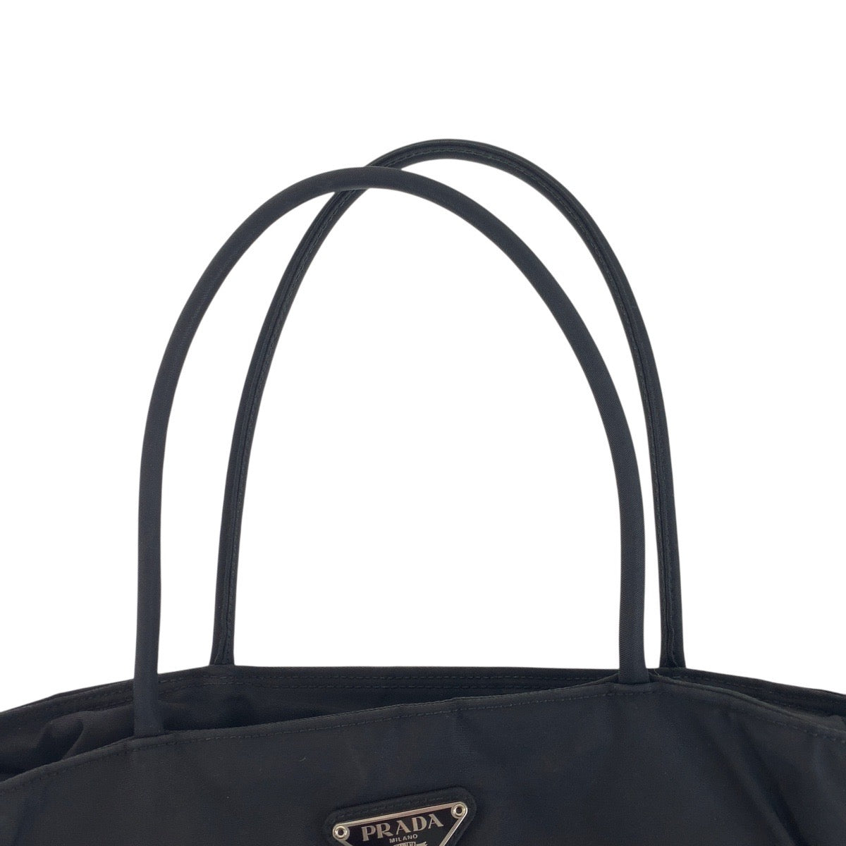PRADA Tote Bag Nylon black Tote Bag handbag Test Triangle With logo Women Used Authentic