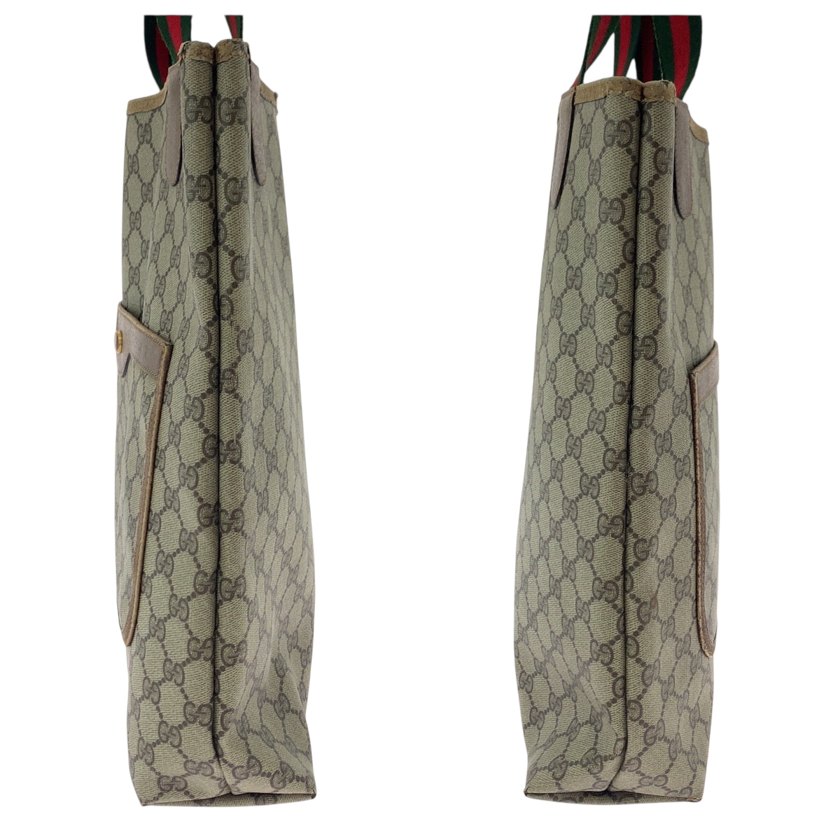 GUCCI Tote Bag 39 02 003 GG Supreme Canvas Beige brown green red Tote Bag Shoulder Bag Old Gucci Shelly Line Women Used Authentic