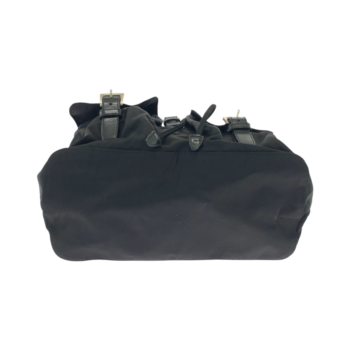 PRADA Backpack Nylon Black SilverMetal Backpack Backpack Test Triangle With logo Women Used Authentic