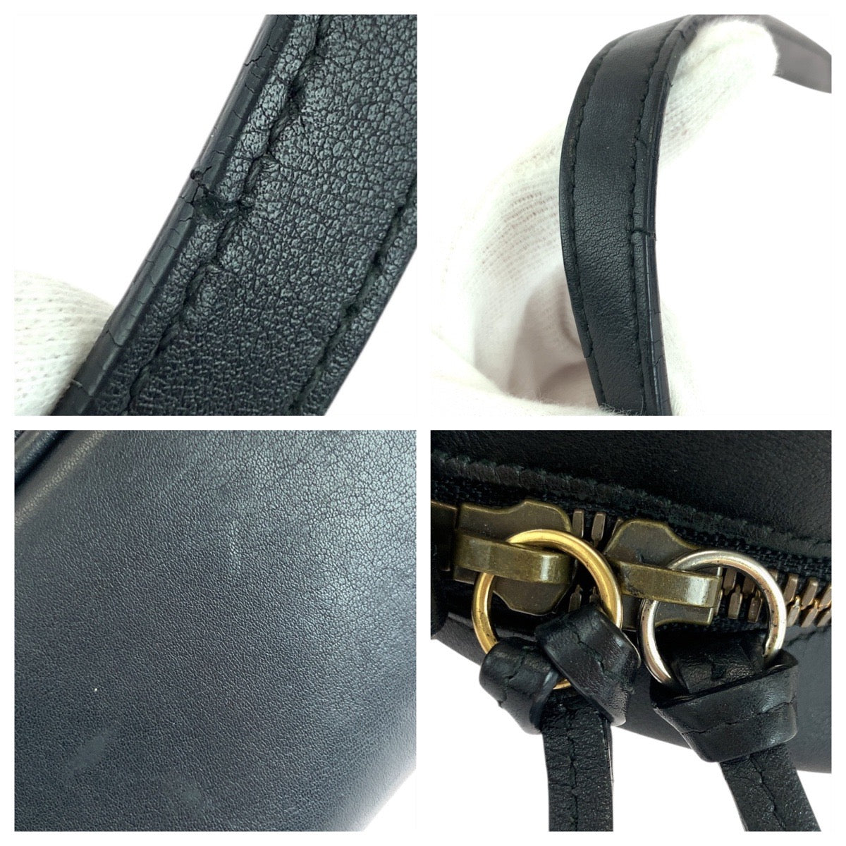 GUCCI Shoulder Bag 443499 leather Black GoldMetal ChainShoulder Bag Pochette GG Marmont quilting Women Used Authentic