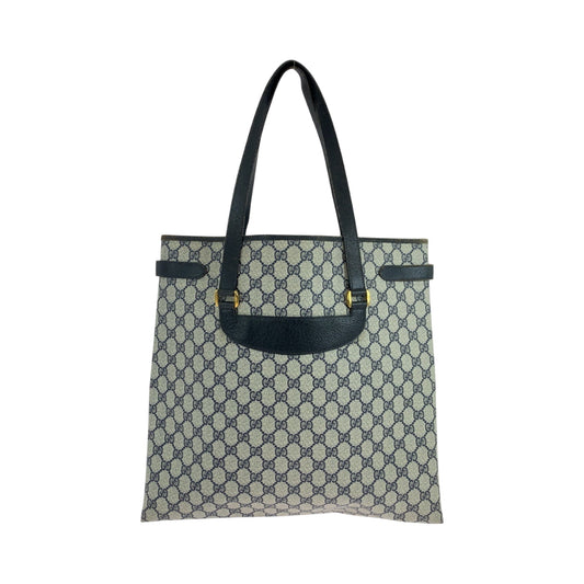 GUCCI Tote Bag 39 02 061 GG Supreme Canvas Gray navy Tote Bag Shoulder Bag Old Gucci Women Used Authentic