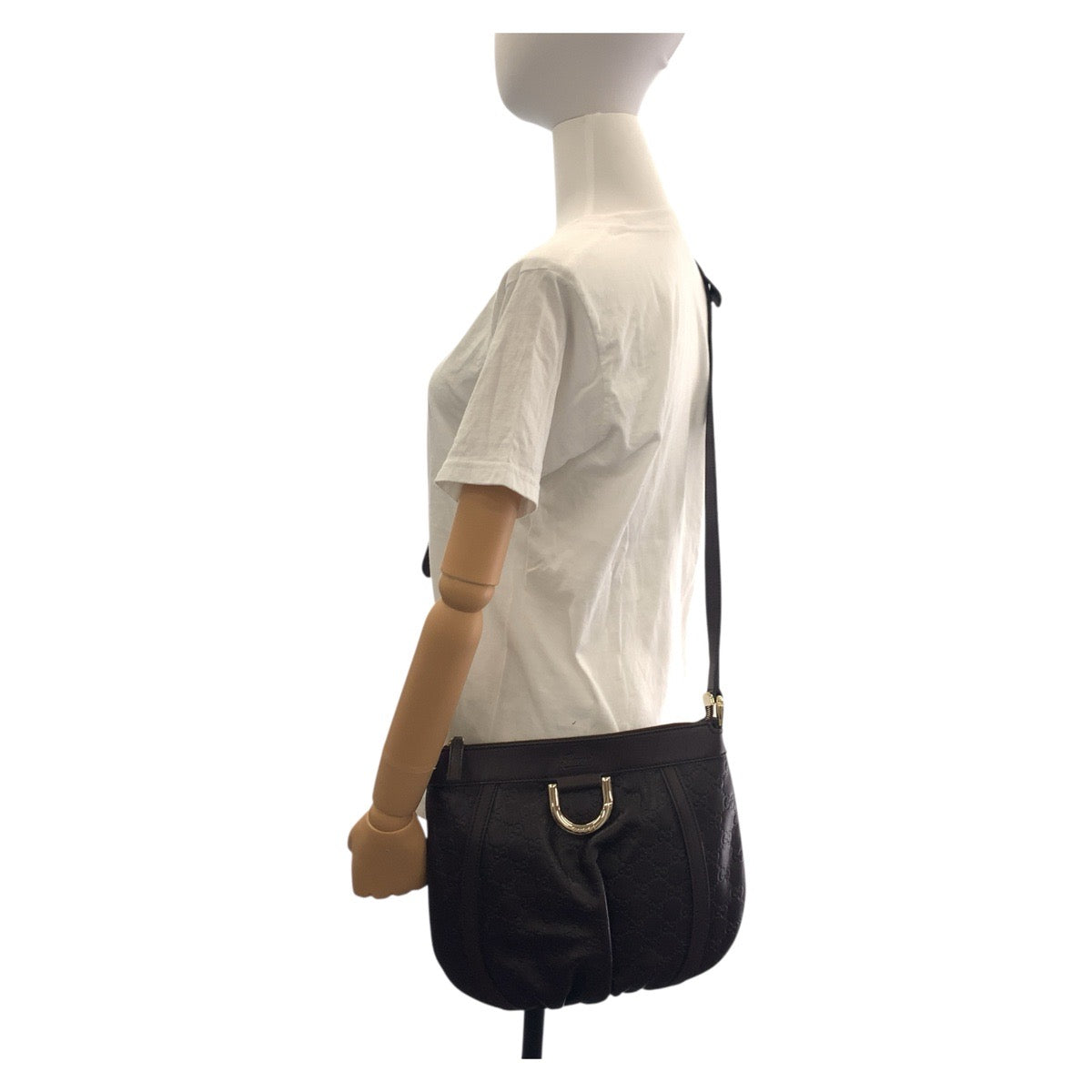 GUCCI Shoulder Bag 203257 leather Brown Gold Metal Shoulder Bag pochette Gucci Shima Abbey Women Used Authentic