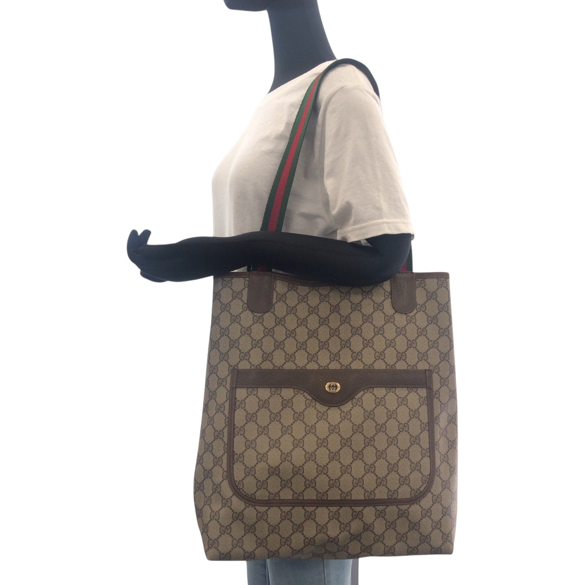 GUCCI Tote Bag 40 02 003 GG Supreme Canvas Beige brown Old Gucci Shelly Line