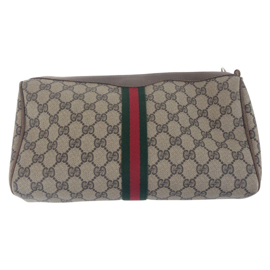 GUCCI Clutch bag 001 312 0470 GG Supreme Canvas beige Clutch bag business bag Old Gucci Shelly Line mens Used Authentic