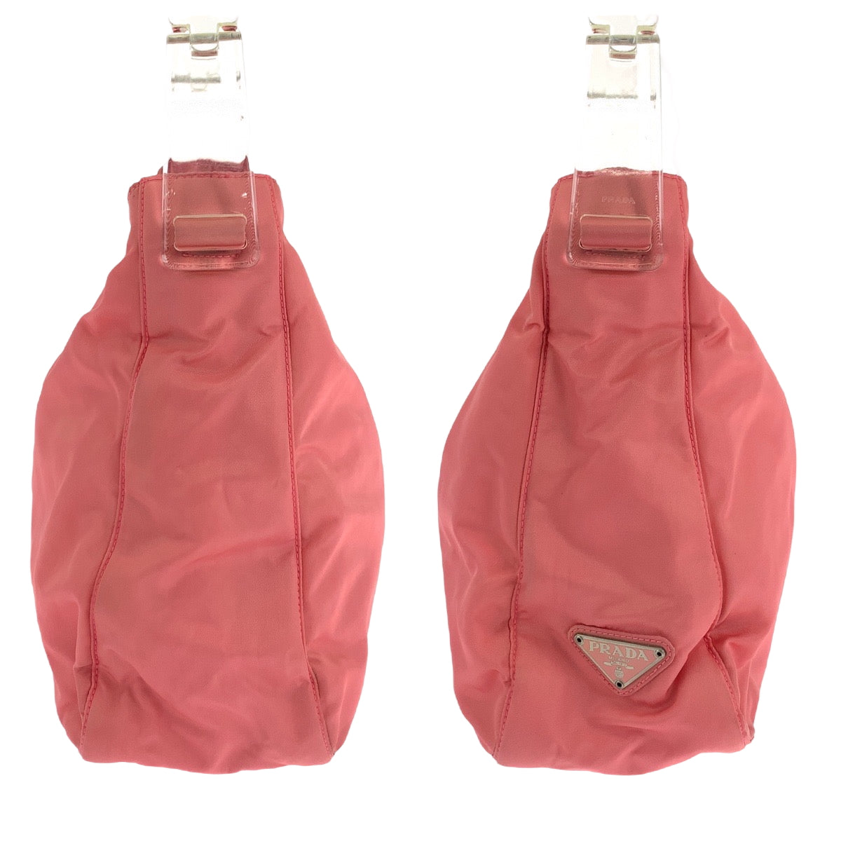 PRADA Shoulder Bag Nylon Pink clear Shoulder Bag Shoulder Bag Test Triangle With logo Women Used Authentic