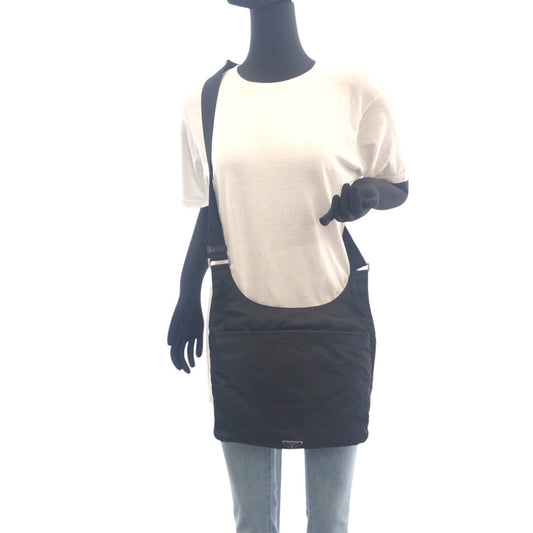 PRADA Shoulder Bag Nylon black Test Triangle With logo mens Used Authentic