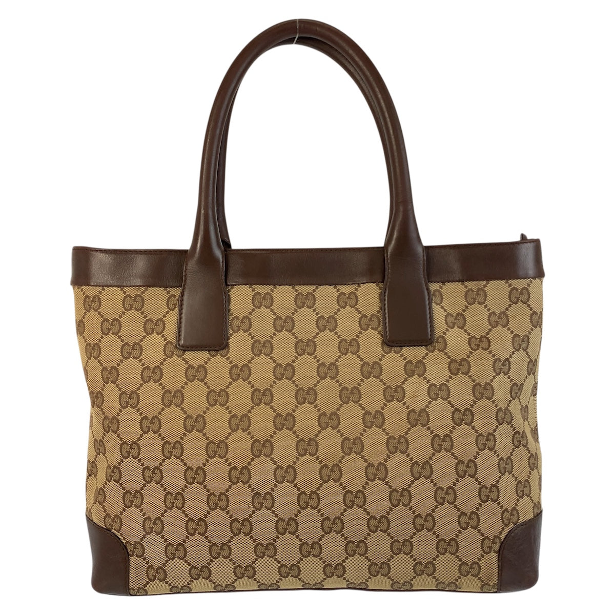 GUCCI Tote Bag 002 1119 GG canvas, leather Beige brown Tote Bag Shoulder Bag Women Used Authentic