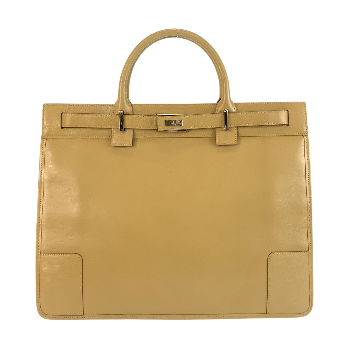 GUCCI Business bag 002 1090 leather Beige Gold Metal Business bag Tote Bag Women Used Authentic