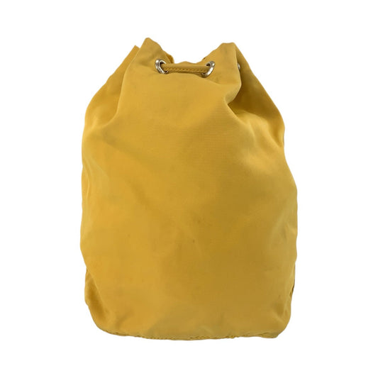 PRADA Pouch Nylon Yellow SilverMetal Pouch Drawstring pouch Test Triangle With logo Women Used Authentic
