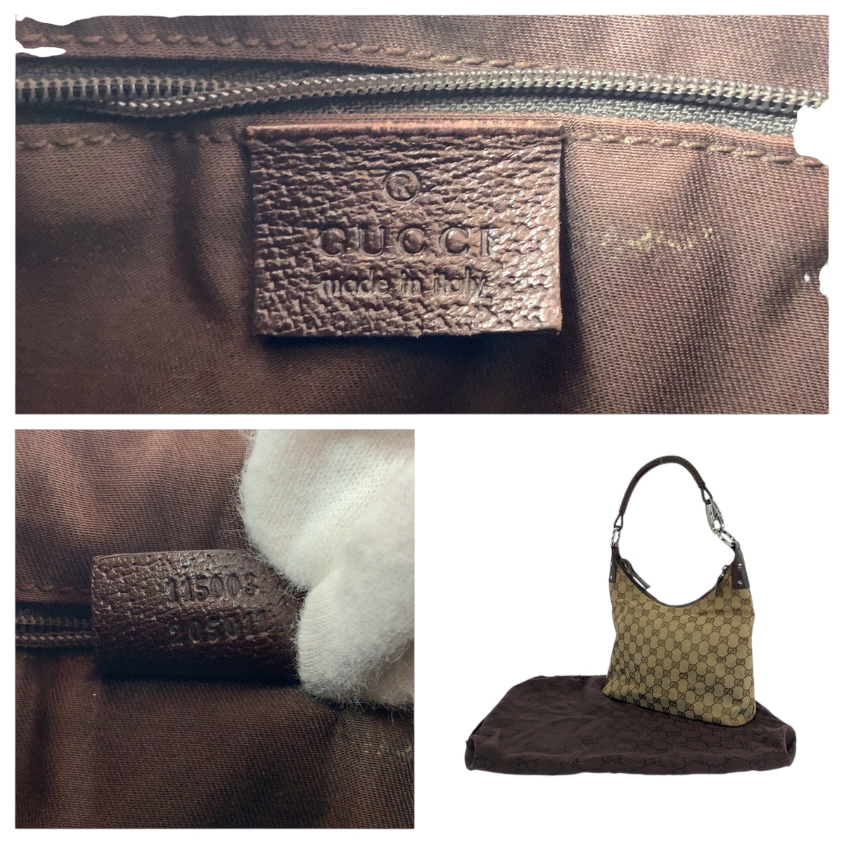 GUCCI Shoulder Bag 115003 GG canvas Beige Brown SilverMetal