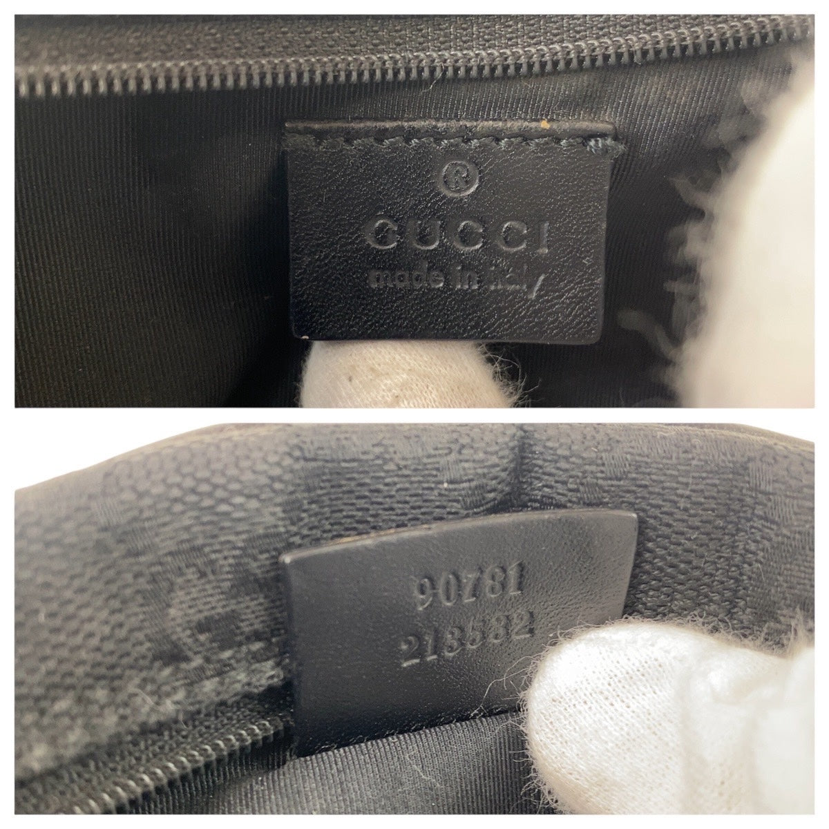 GUCCI Handbag 90781 GG canvas Black GoldMetal Handbag accessory pouch Women Used Authentic