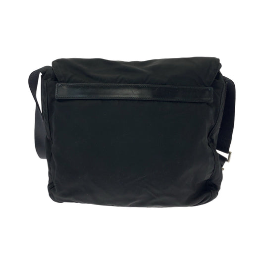 PRADA Shoulder Bag Nylon Black SilverMetal Shoulder Bag Messenger bag Test Triangle With logo Women Used Authentic