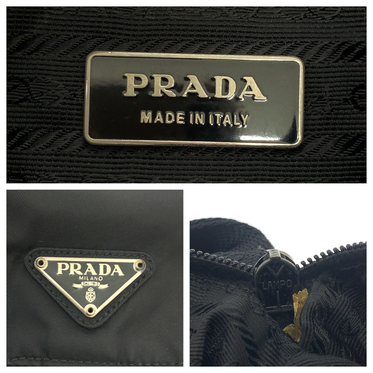PRADA Shoulder Bag Nylon Black SilverMetal Shoulder Bag Messenger bag Test Triangle With logo Women Used Authentic