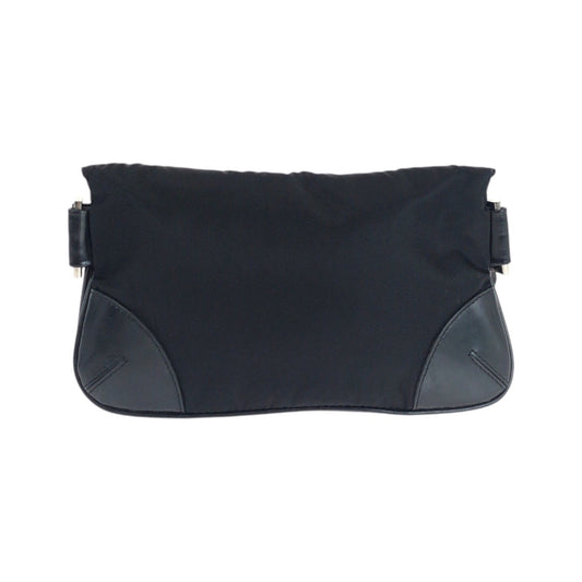 PRADA Waist bag Nylon, Leather Black SilverMetal Sling bag Test Triangle With logo Women Used Authentic