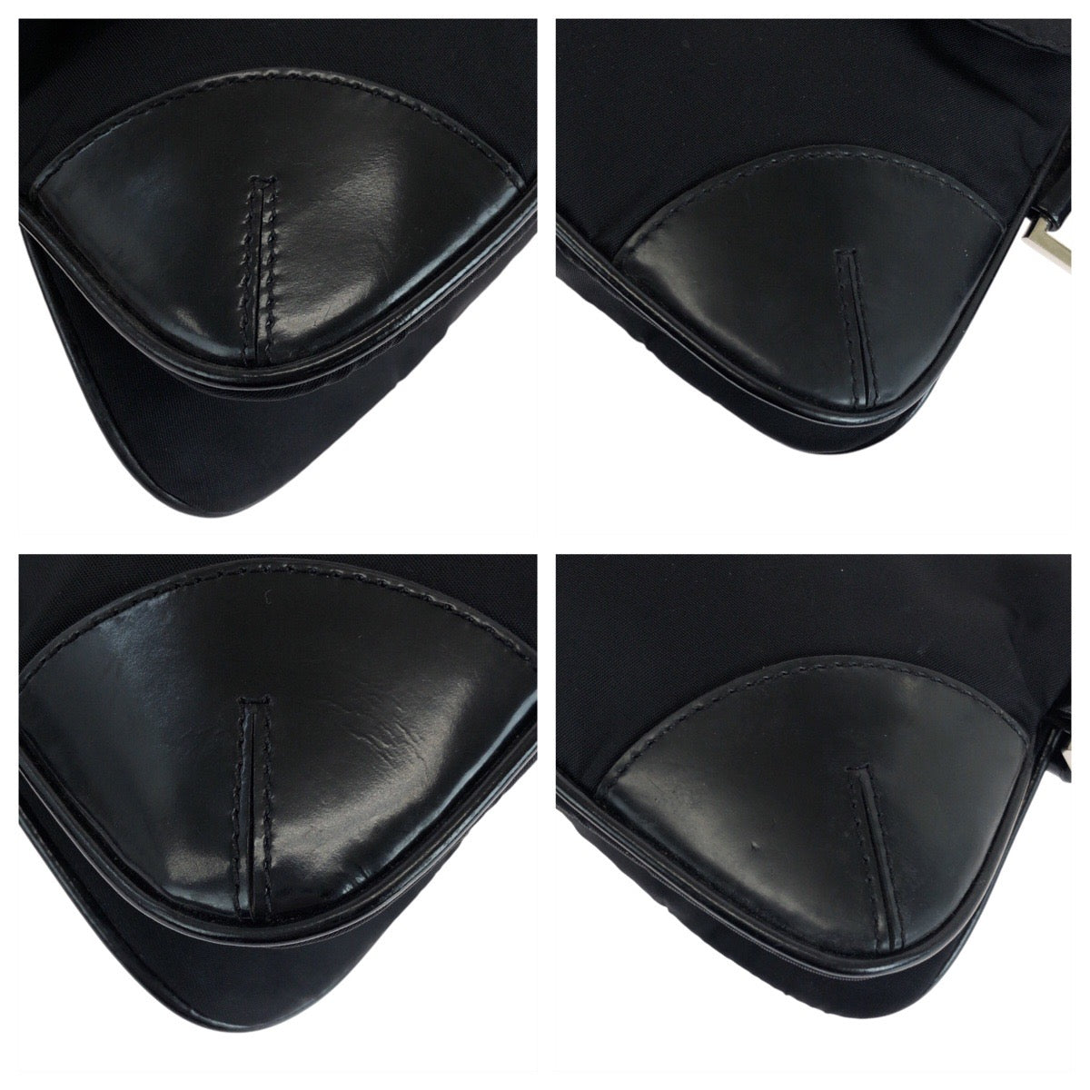 PRADA Waist bag Nylon, Leather Black SilverMetal Sling bag Test Triangle With logo Women Used Authentic