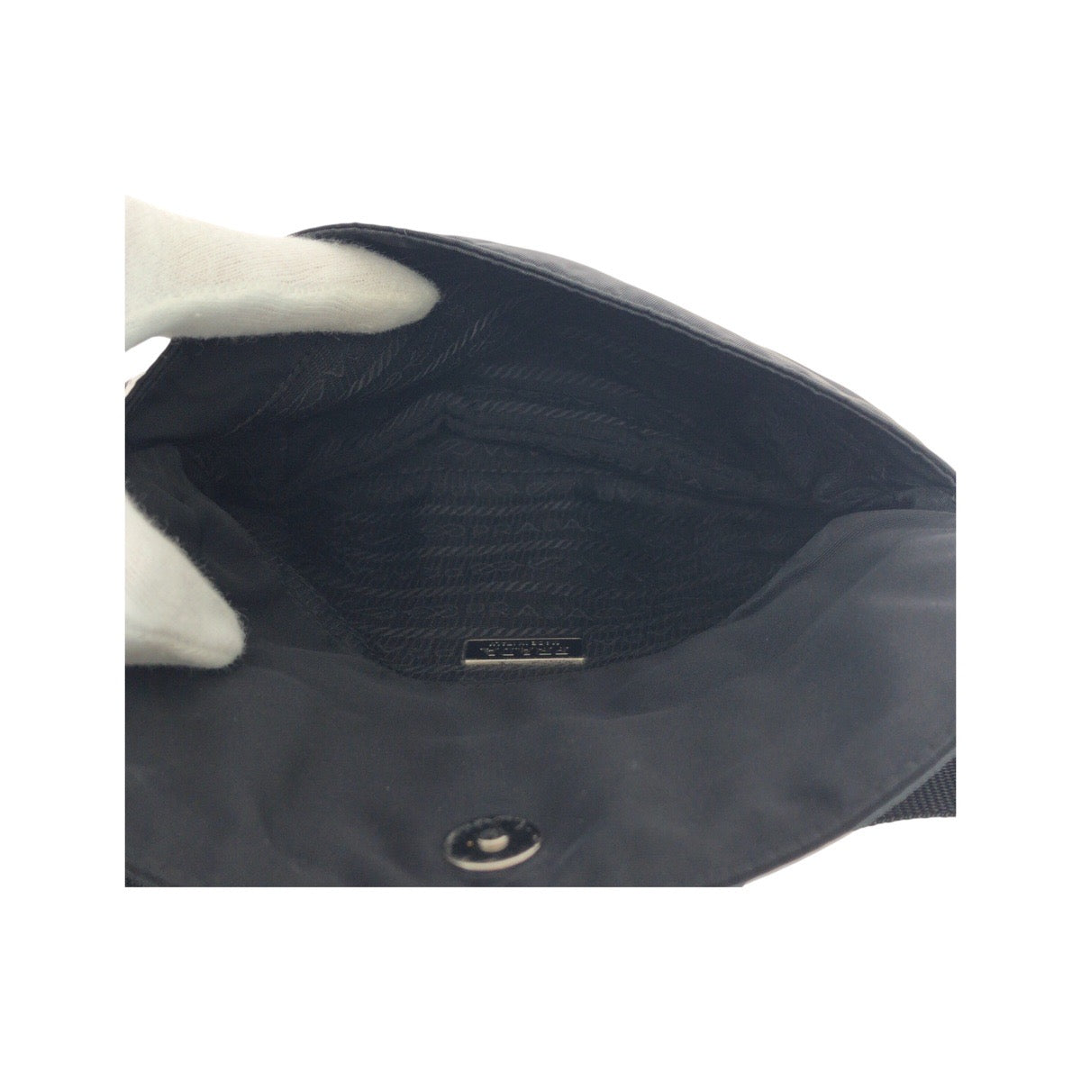 PRADA Waist bag Nylon, Leather Black SilverMetal Sling bag Test Triangle With logo Women Used Authentic
