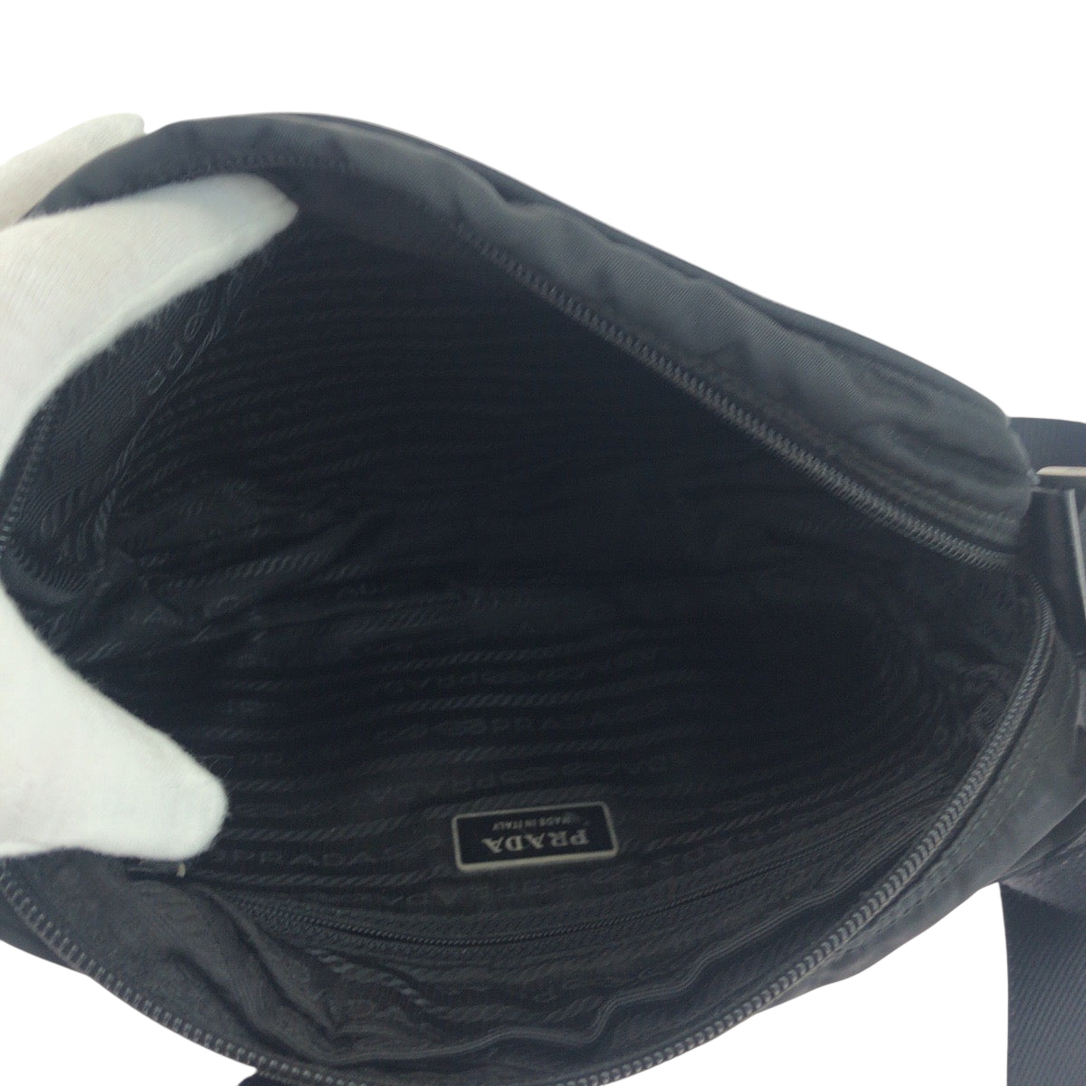 PRADA Shoulder Bag BT0167 Nylon Black SilverMetal Shoulder Bag pochette Test Triangle With logo mens Used Authentic