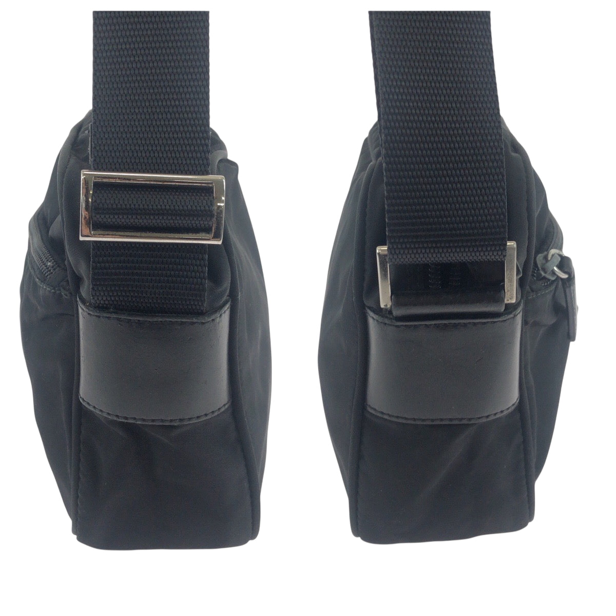 PRADA Shoulder Bag BT0167 Nylon Black SilverMetal Shoulder Bag pochette Test Triangle With logo mens Used Authentic