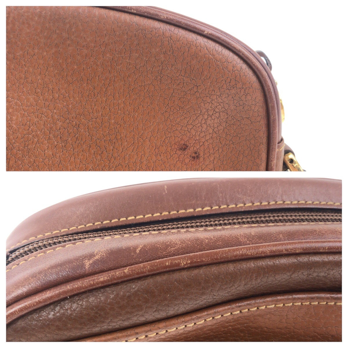 GUCCI Shoulder Bag 007 113 0155 leather Brown Gold Metal Old Gucci Women Used Authentic