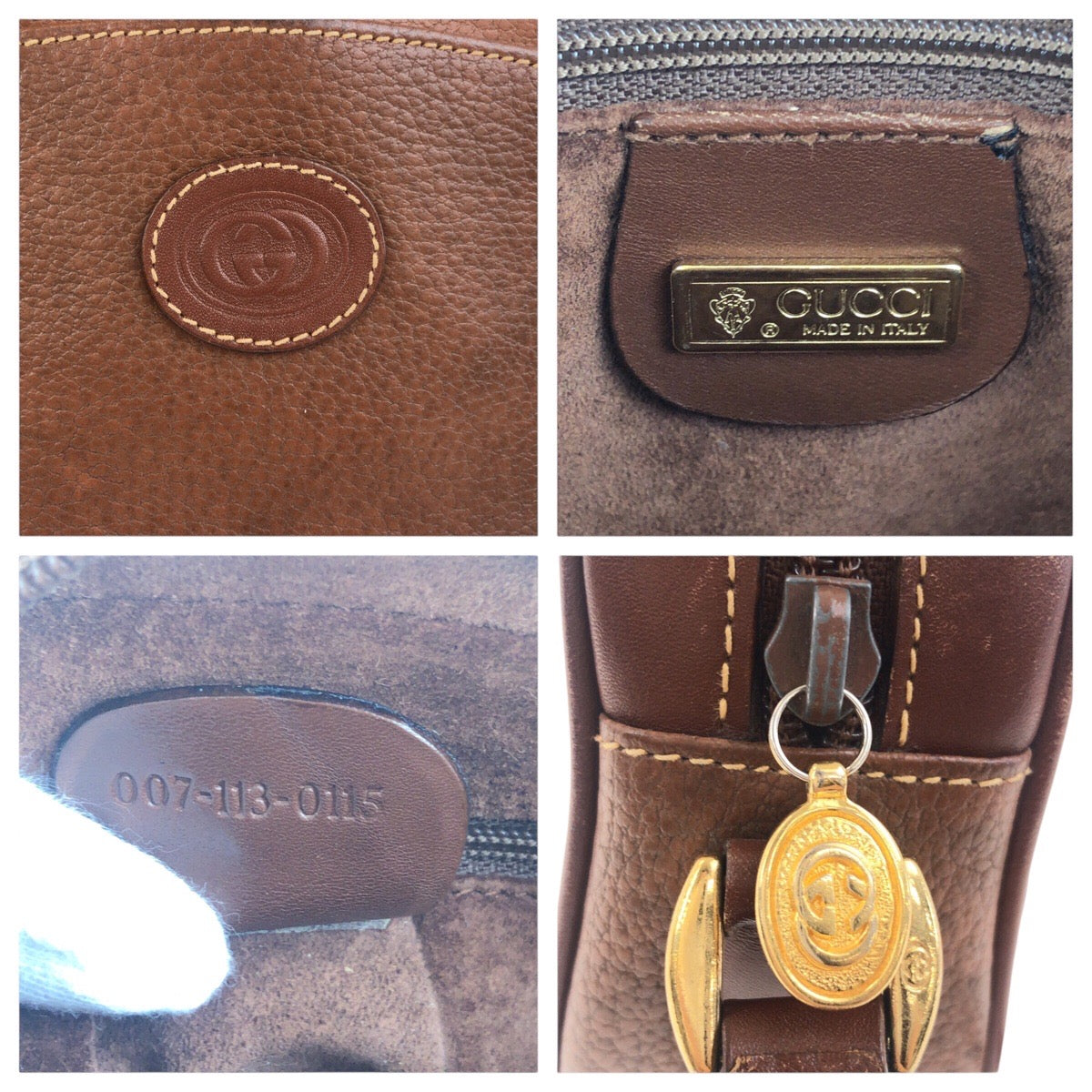 GUCCI Shoulder Bag 007 113 0155 leather Brown Gold Metal Old Gucci Women Used Authentic