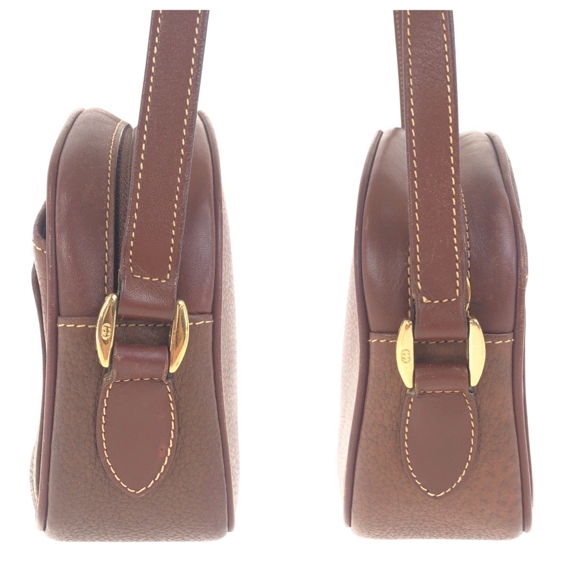 GUCCI Shoulder Bag 007 113 0155 leather Brown Gold Metal Old Gucci Women Used Authentic