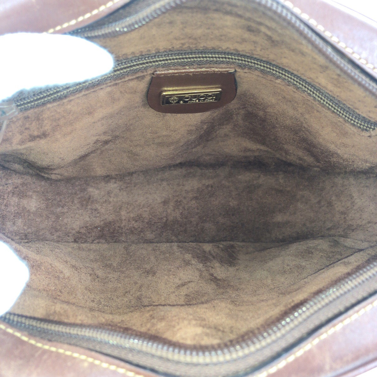 GUCCI Shoulder Bag 007 113 0155 leather Brown Gold Metal Old Gucci Women Used Authentic