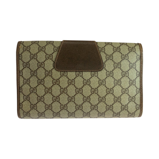 GUCCI Clutch bag 156 01 030 GG Supreme Canvas Beige brown Clutch bag business bag Old Gucci Shelly Line Women Used Authentic